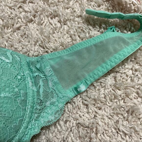 Victoria's Secret PINK 34B Pastel Green Lace Lightly Lined Demi Underwire Bra - Picture 9 of 9